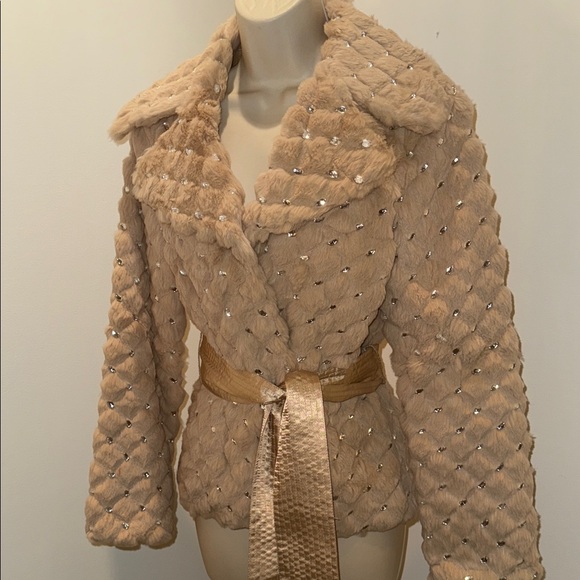 RARE! Gorgeous Vintage Genuine Fur & Rhinestone Coat - Picture 1 of 6